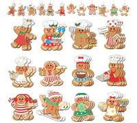 30 pezzi di decorazioni natalizie in legno a forma di omino di pan di zenzero, decorazioni natalizie in legno da appendere all'albero, utilizzabili sia all'interno che all'esterno