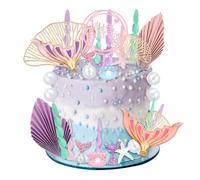 30 Pezzi di Decorazioni per Torte a Forma Sirena, Palline Bolle a Forma di Coda Sirena Lucida Conchiglie Alghe Stelle Marine Decorazioni per Torte Sotto il Mare Feste Compleanno Tema Oceano