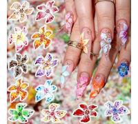 30 pezzi di gelatina colorata morbida colla giglio fiore Nail Charm primavera estate 3D fiore charms unghie ghiaccio cristallo goffrato gradiente colore giglio fiore chiodo charm resina punto petale