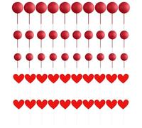 30 Pezzi Di Inserti A Sfera Rossa E 20 Pezzi Di Inserti A Cuore, Decorazioni Per Torte Con Mini Palloncini, Inserti Per Decorazioni Per Torte, Articoli Per Feste, Accessori Per Torte