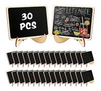 30 Pezzi Di Mini Lavagne, 10 x 7.5 Cm Lavagnette Piccole in Legno con Supporto, Lavagnette Messaggi Bordo per Cartellini Prezzi, Matrimoni Feste Ristoranti
