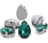 30 pezzi di strass cristallo a goccia glitterati da cucire a mano su pietre vetro, perline diamanti for ornamenti fai te, accessori for trapano a artiglio(Green,20x30mm30pcs)