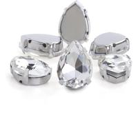 30 pezzi di strass cristallo a goccia glitterati da cucire a mano su pietre vetro, perline diamanti for ornamenti fai te, accessori for trapano a artiglio(White,13x18mm 30pcs)