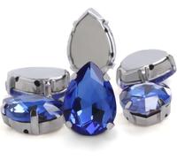 30 pezzi di strass cristallo a goccia glitterati da cucire a mano su pietre vetro, perline diamanti for ornamenti fai te, accessori for trapano a artiglio(Blue,13x18mm 30pcs)