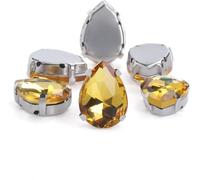 , 30 pezzi di strass di cristallo glitterati da cucire a mano su pietre di vetro, perline di diamanti for ornamenti fai da te, accessori for trapano a mano(Gold,13x18mm 30pcs)