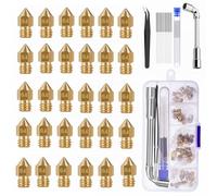 30 pezzi di ugelli da 0,4 mm ugelli in ottone per stampante 3D per Ender 3 V2 / Ender 3 / Ender 3 Pro / Ender 3 Max / Ender 3 S1 / Ender 3 Neo / Ender 5 Pro / Ender 5 / Ender 5 Plus / Serie CR 10 /