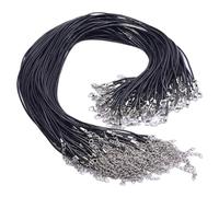 30 pezzi fai da te 50 cm collana a catena in corda di pelle for donne uomini accessori colore nero intrecciato regolabile cordino di cera chiusura a moschettone(60cm)