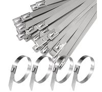 30 Pezzi Fascette Acciaio Inox Autobloccanti, 7.9 X 200 mm Fascette Metalliche Autobloccanti, Color Argento, Graziose in Kabelbinder aus Metall, per Cavi, Recinzione, Giardini, Riparazione Scarichi