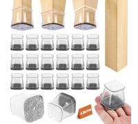 30 Pezzi Feltrini per Sedie Quadrati, Tappi per sedie in Trasparente Piccolo, Gommini in Silicone con Feltro, Elastiche Protezione Proteggi Gambe per Mobili