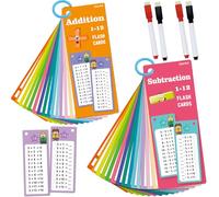 30 Pezzi Fogli Carte Educative,Imparare le Flashcard Matematiche,Manipolativi Matematici per la Scuola Elementare,Gioco di Apprendimento Scolastico Lavabili, Riutilizzabili