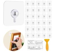 30 Pezzi Ganci Adesivi Per Quadri, Chiodi Per Muro, Attaccare Quadri Senza Chiodi, Ganci Per Quadri, Appendi Quadri Senza Chiodi, Per Foto, Dipinti, Orologio (Versione Migliorata)