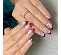 30 Pezzi Gatti Eye False Nails Chiodi Artificiali Francesi Semplici Coperture Complete Incollare Su Pressa Mandorle Breve