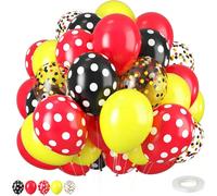 30 pezzi Kit di palloncini rossi, gialli e neri con set di palloncini con coriandoli e 1 rotolo di nastro per palloncini, decorazioni e forniture per feste di compleanni, carnevali e addii al nubilato