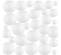 30 Pezzi Lanterne Cinesi, Lanterne Carta Rotonda Bianca Pieghevole e Riutilizzabile, DIY Paralume Appendere per Matrimonio, Eventi Festa, Compleanno, Natale, Decorazioni Giardini (30/25/20/15/10CM)