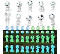 30 Pezzi Luminosi Albero Elfi Giardino Decorazioni Studio Ghibli Gadget, Miniatura Bagliore nel Buio Elves per Micro Paesaggi Esterni Terrazza Balcone Vaso Decorazione (Blu + Verde)