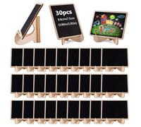 30 Pezzi Mini Lavagna da Tavolo Lavagnette in Legno, 9,8×7,5cm Mini Lavagne in Legno Con il Basamento, Lavagnette Messaggi Bordo, Lavagnettes Segnaposto per Caffè, Ristoranti, Scuole,Panificio
