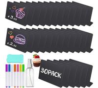 30 Pezzi Mini Lavagna,Lavagnette Cancellabili Segnaposto per Buffet con 7 Pennarelli,Forma di L Cartellini Prezzi, anche come Cartellini Prezzi e Numeri Tavolo per Matrimoni Ristoranti Feste e Buffet