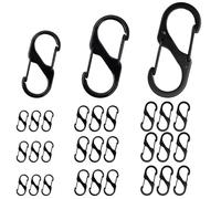 30 Pezzi Mini Moschettone, 3 cm, 4 cm, 5 cm S Moschettone in Acciaio Inox Piccoli Doppio Gancio, Nero Durevole a Doppia Molla Fibbia S, per Escursionismo, Pesca, Campeggio