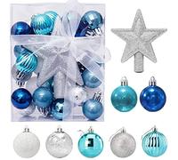 30 pezzi mini palline di natale con gancio, 3 cm piccole palline di natale palline blu e argento mini albero di natale da tavolo decorazioni per l'albero di natale set