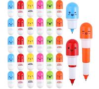 30 Pezzi Mini Penna Retrattile a Forma di Pillola, Carino Emotion a Sfera per la Scuola, l'Ufficio e la Casa (6 Colori)