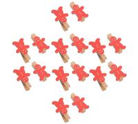 30 Pezzi Mollette Natalizie in Legno a Forma di Omino Pan di Spezia Rosse | Mini Mollette Decorative 3, 50x2, 30x1, 20cm, Presa Forte, per Foto e Feste