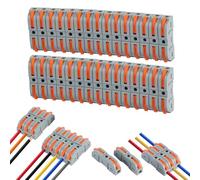 30 Pezzi Morsetti Elettrici Rapidi, Morsettiere Elettriche con Leva di Comando Conduttori Bilaterali, Connettori per Cavi Elettrici, Morsetto Elettrico per Il Collegamento di Cavi