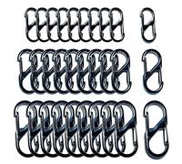 30 Pezzi Moschettone a Forma di S, 48/40/32 mm Portachiavi Piccolo a Doppia Molla, Clip a Molla in Metallo per Casa, Escursionismo, All'aperto, Pesca (Nero)