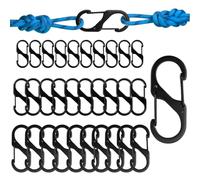 30 Pezzi Moschettone a Forma di S Multifunzionale, Mini Moschettone Portachiavi con Doppia Apertura a Molla 50mm/40mm/32mm, Nero Durevole a Doppia Molla Fibbia S per Escursioni Pesca Campeggio