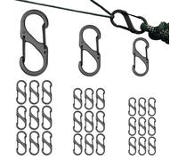 30 Pezzi Moschettone, Multifunzionale Moschettone a Forma di S, Doppia Molla Fibbia per Escursionismo, Pesca, Campeggio(50mm/40mm/32mm)