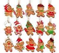 30 Pezzi Omino Pan di Zenzero Natale di Legno, Ornamento Con Spago, Decorazioni Natalizie da Appendere, Addobbi Natalizi, Gingerbread Man