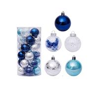 30 Pezzi Palle di Natale 6 Cm per Albero Blu Palle di Natale in Plastica Ornamenti per Albero di Natale Decorazioni Pendenti