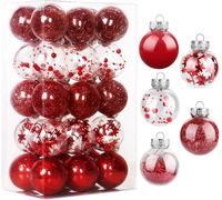 30 Pezzi Palline Di Natale Rosse Personalizzate Albero Di Natale Palla Sfera Tra