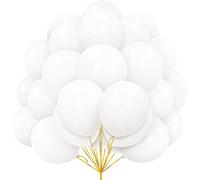 30 Pezzi Palloncini Bianchi in lattice Elio Bianchi 12 Pollici Bianco Crema con Nastro per Donne Ragazze Festa di Compleanno Baby Shower Nascita Bimbo Matrimonio Battesimo Decorazioni Doccia Nuziale