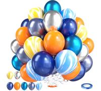 30 Pezzi Palloncini Compleanno, 12 Pollici Palloncino Lattice, Palloncini Gialli Arancioni e Blu Argento, Palloncino Elio per Compleanno, Baby Shower, Matrimoni, Decorazioni per Feste (A)