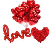 30 Pezzi Palloncini Cuore Rosso Elio per San Valentino, 1 Love Palloncino Elio, 1000 Petali Rossi Cuore, San Valentino Decorazioni