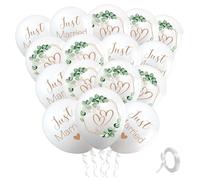 30 Pezzi Palloncini Matrimonio, Palloncini Nuziali con Cuori Attorno All'eucalipto, Decorazioni Matrimonio Just Married Palloncini Bianchi, per Wedding Party Addobbi San Valentino decorazione