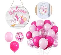 30 Pezzi Palloncini Nascita Bimbo Benvenuta Nascita Bimba Palloncini Battesimo Bambino 1 Cartello per Porta Benvenuta Bambina per le Feste di Battesimo, per Celebrare l'Arrivo di Una Nuova Vita