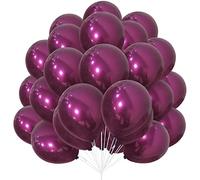 30 Pezzi Palloncini Rossi Viola in lattice Elio Palloncini Bordeaux 10 Pollici Viola Scuro Retrò Doppio Materiale Spesso con Nastro per Ragazze Festa di Compleanno Matrimonio Battesimo Decorazioni