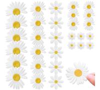 30 Pezzi Patch di Fiori Margherita Toppe Termoadesive di Abbigliamento Decorativi Ricamo per Fai da Te Decorazione T-Shirt Zaino Felpe Cappuccio Scarpe Borse