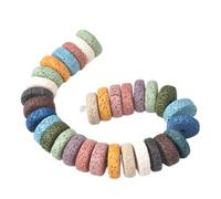 30 Pezzi Perline Cilindriche in Pietra Lavica Colorate | Dimensione 15x15x6 Mm, Forma a Cilindro, Uso per Orecchini e Portachiavi, Stile Delicato Colore Casuale