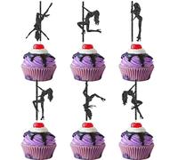 30 pezzi Pole Dance Girls Cupcake Toppers Glitter Pole Dancing Cake Decoration Pole Dancers Cake Decorazione per addio al nubilato, matrimonio, festa di compleanno, cupcake