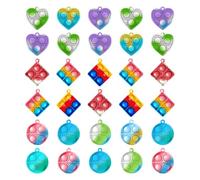 30 Pezzi Pop it Fidget Toys Antistress Portachiavi Mini Fidget Toys Squeeze Sensory Toys Silicone Antistress Ansia Sollievo Giocattoli Poppet Bubble Giocattoli, per Autismo Sollievo dallo Stress