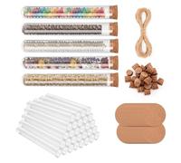 30 Pezzi Provette Plastica Trasparente, Provette Portaconfetti con Tappo Sughero, Etichette Regalo e 20m Corda di Canapa, per Laboratorio, Nozze, DIY Artigianato (12x75mm)