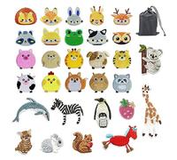 30 pezzi ricami animali domestici, 1 custodia nera, patch cartoni animati, toppe da cucito con animali, adatte per cappotti, pantaloni, gonne, zaini