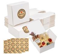 30 Pezzi Scatola Regalo Cartone Kraft Quadrate, 7x7x3cm Scatole per Bomboniere, Bianche Scatoline Regalo, Scatola Bomboniera, Scatola Carta Kraft per Cioccolato, Biscotti, Sapone Artigianale