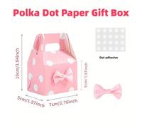 30 pezzi Scatole regalo a pois, scatole a triangolo, piccole scatole per caramelle, scatole di carta rosa a pois con nastri ad arco delicati - Bomboniere per matrimoni, feste di compleanno, anniversar