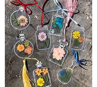 30 Pezzi Segnalibri di Fiori Secchi Trasparenti Fatti in Casa Bellissimi Segnalibri di Fiori Adesivi di Vetro Segnalibro di Fiori Secchi Fai da Te (B)