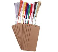 30 Pezzi Segnalibro di Carta Incompiuto Marrone, da Decorare | Segnalibro Silicone, Carta e Nappa, Superficie Bianca Pronta da Dipingere, per Festa e Natale