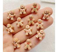 30 pezzi Set decorativo natalizio in resina colorata - Adorabili mini personaggi a forma di biscotti di Natale, mini figurine 3D piatte, per fai da te, scrapbooking, arte di unghie, creazioni di gioie