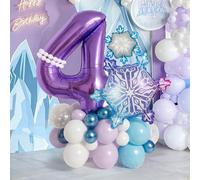 30 pezzi/set Decorazioni per festa a tema Frozen Princess. Palloncini a numero 0-9 da 32 pollici di colore viola per decorazione festa di compleanno, palloncini a tema Frozen - palloncini in foil di c